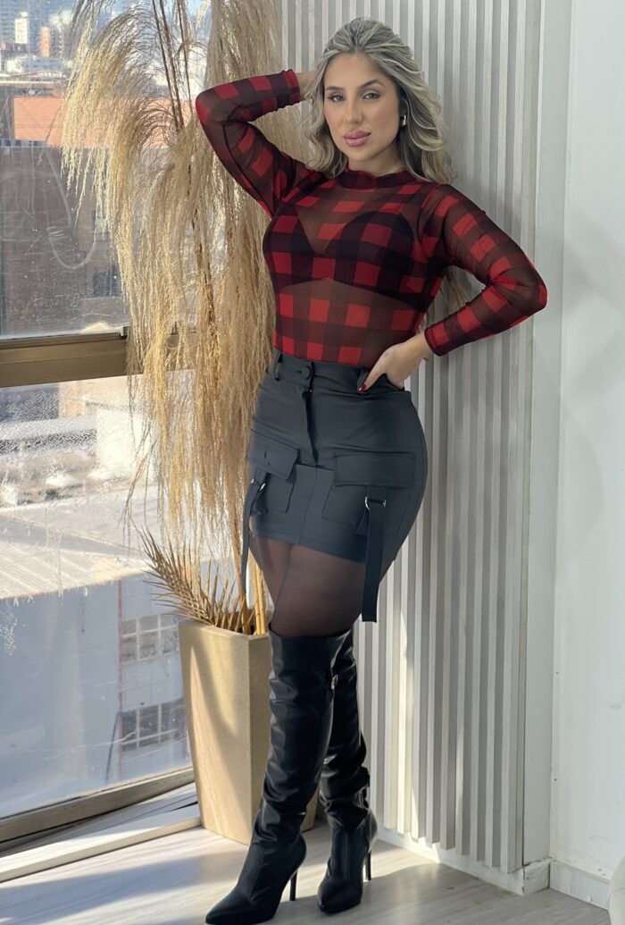 body tule xadrez vermelho body tule xadrez vermelho