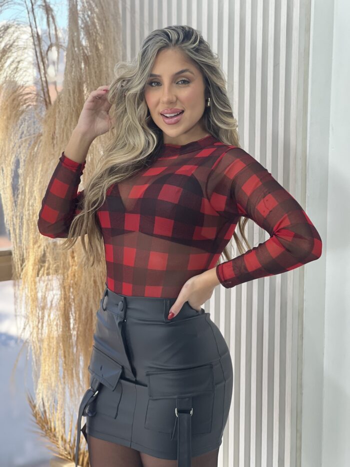 body tule xadrez vermelho body tule xadrez vermelho