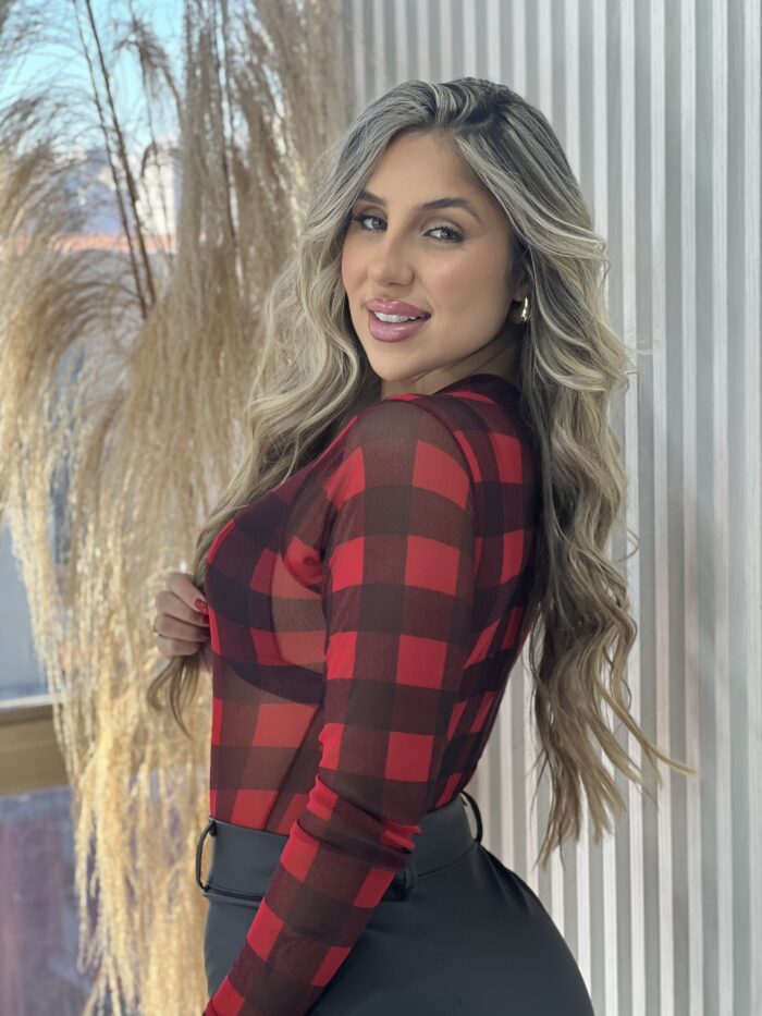 body tule xadrez vermelho body tule xadrez vermelho