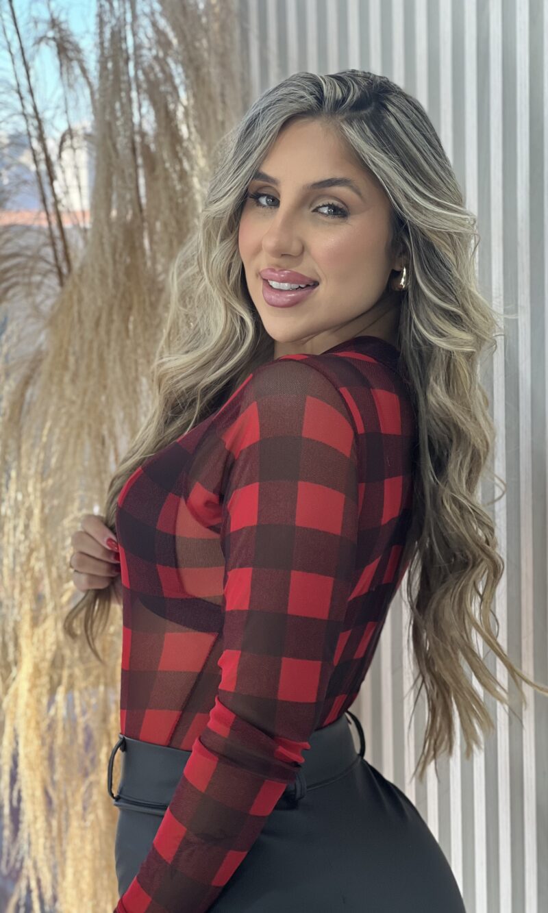 body tule xadrez vermelho body tule xadrez vermelho