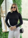 blusa tÉrmica canelada gola preto
