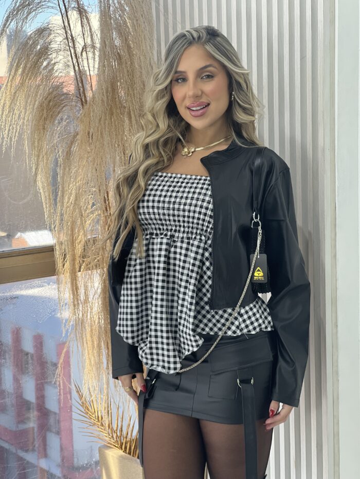 blusa batinha xadrez preto blusa batinha xadrez preto