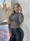 body tule xadrez preto
