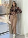 calça courino amanda bege