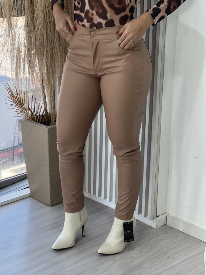 calça courino amanda bege