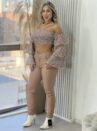calça courino amanda bege