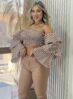 blusa ciganinha xadrez bege