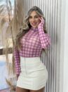 body tule xadrez rosa