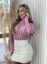 body tule xadrez rosa