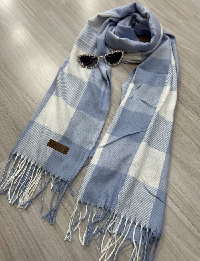 lenço flanelado xadrez azul