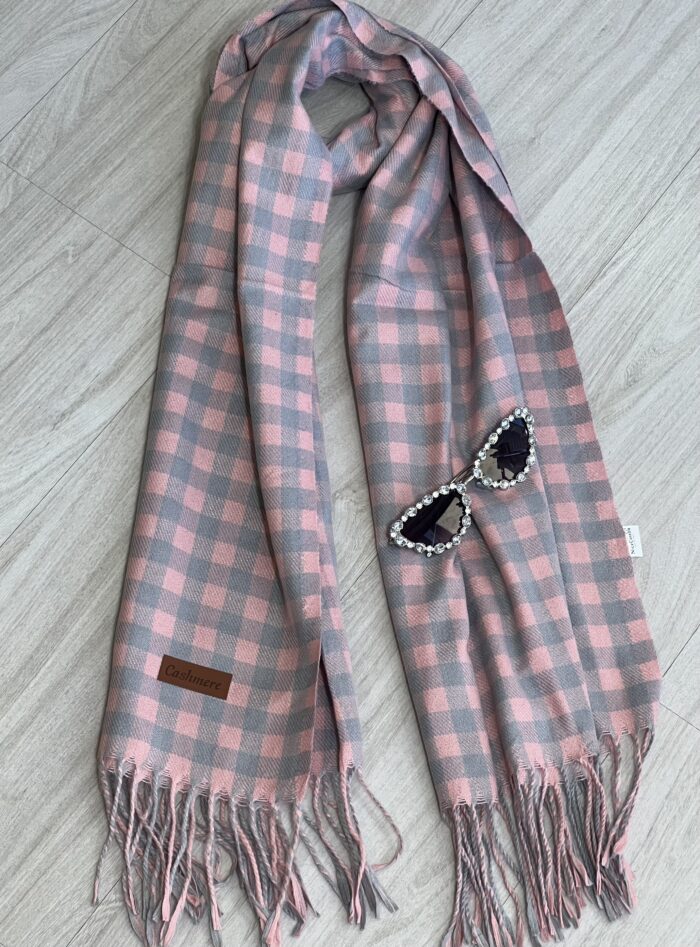 lenço flanelado xadrezinho cinza/rosa lenço flanelado xadrezinho cinza/rosa