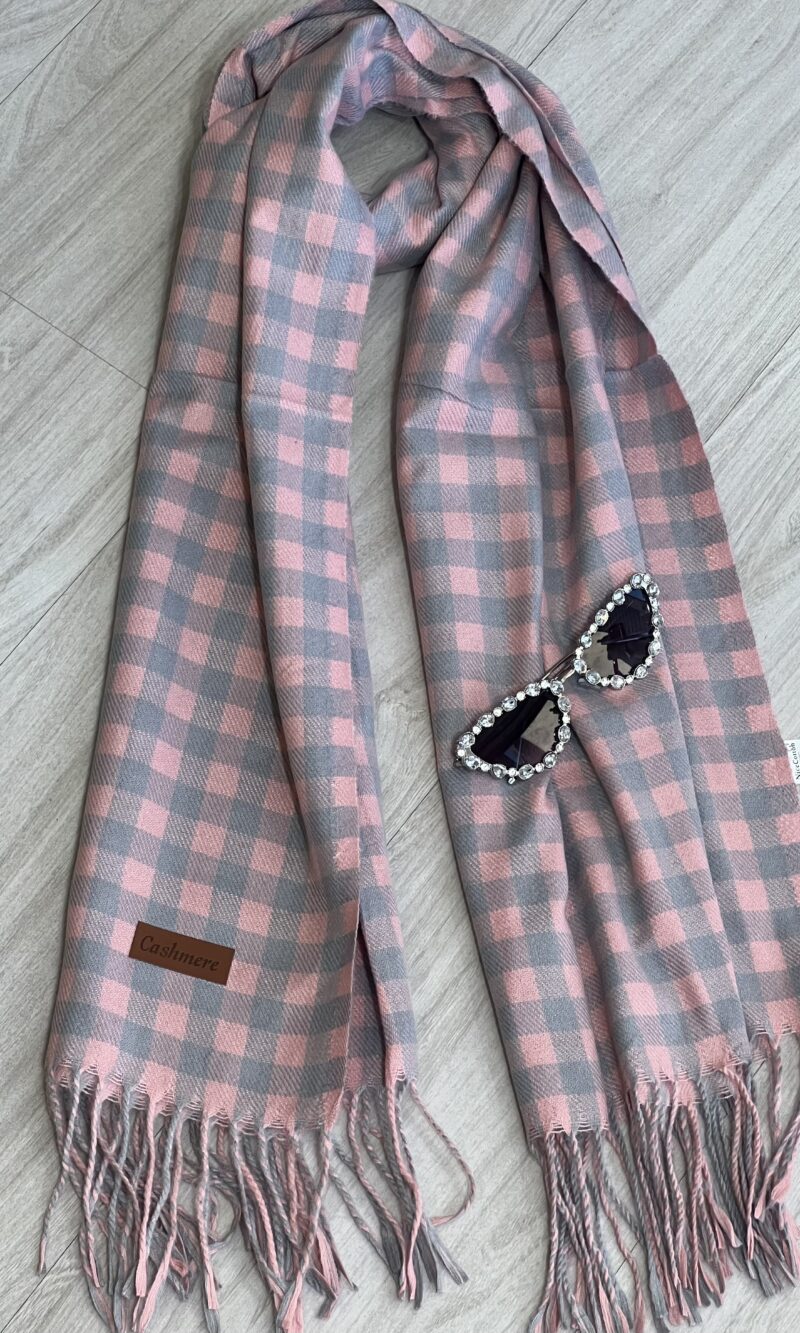 lenço flanelado xadrezinho cinza/rosa lenço flanelado xadrezinho cinza/rosa