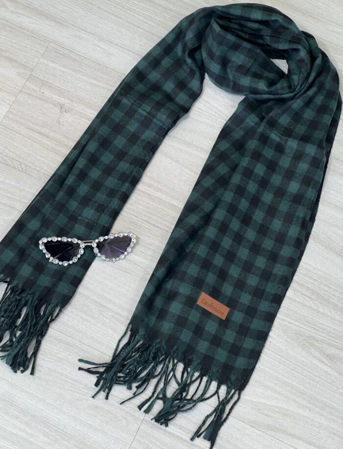 lenço flanelado xadrezinho preto/verde