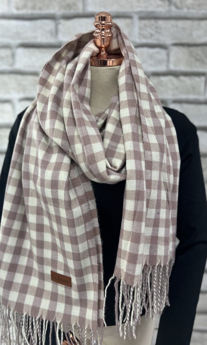 lenço flanelado xadrezinho lilás/off white