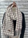 lenço flanelado xadrezinho lilás/off white