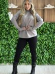 blusa alongada max cinza