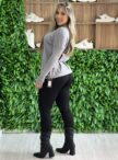 blusa alongada max cinza