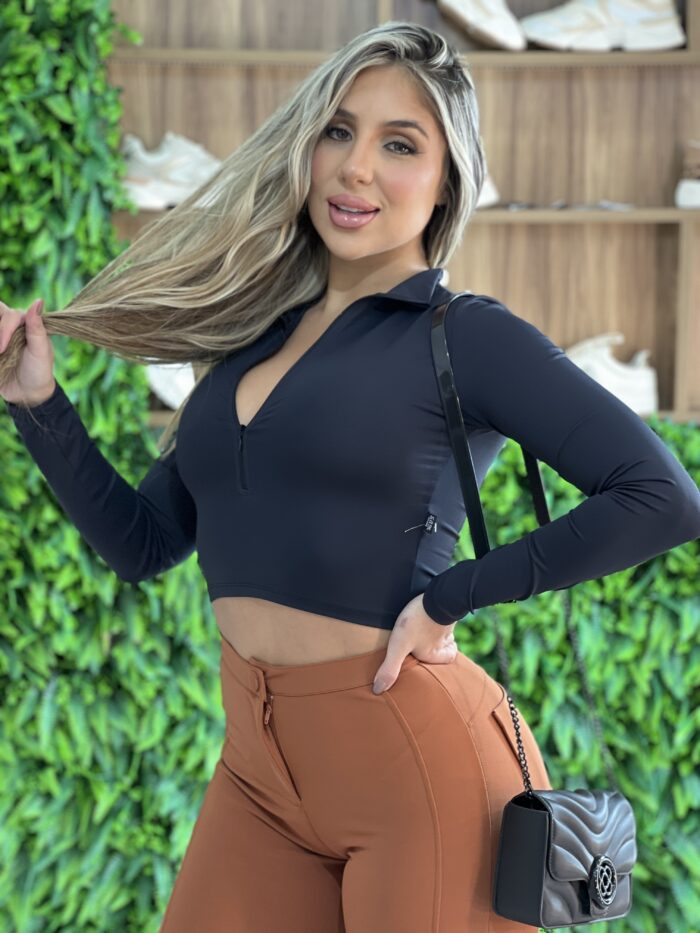cropped manga longa carmem preto