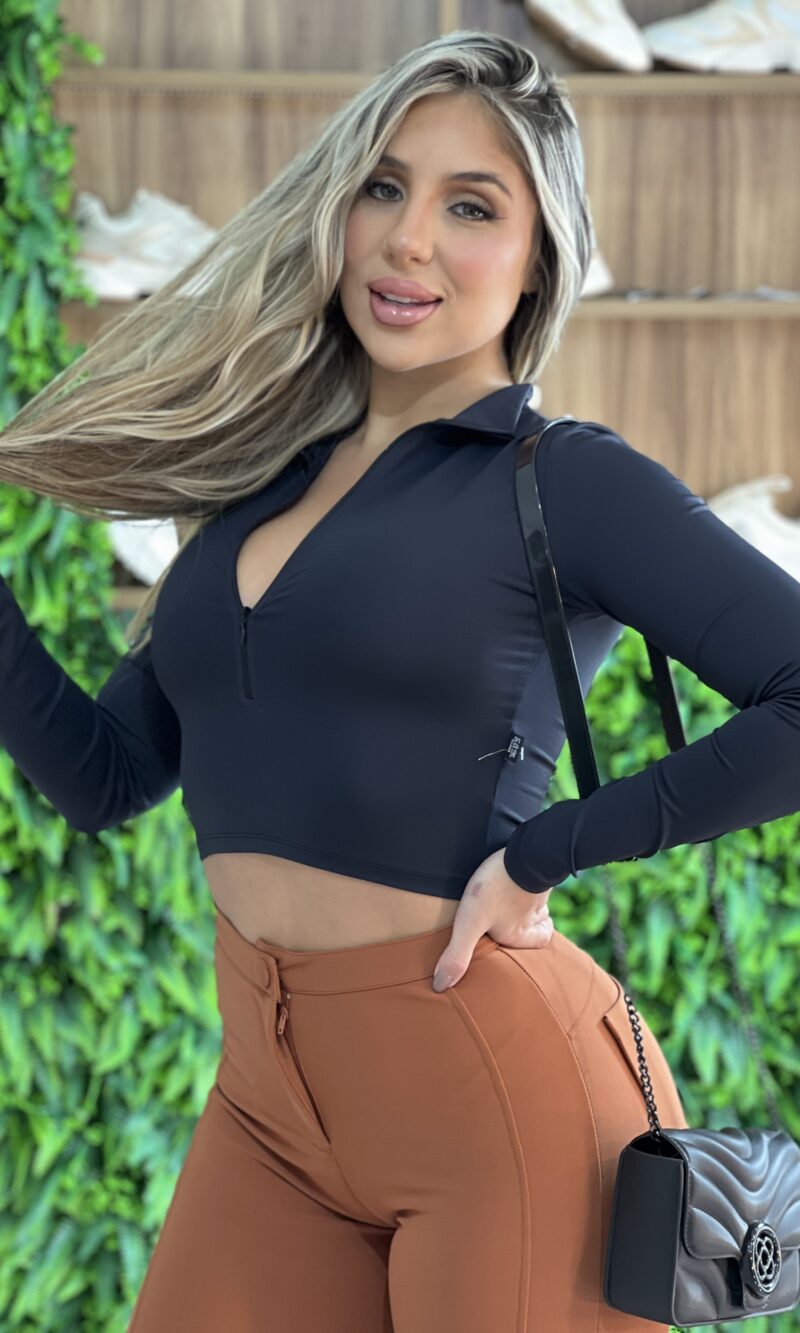 cropped manga longa carmem preto