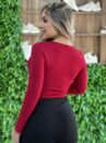 cropped manga longa paty vermelho