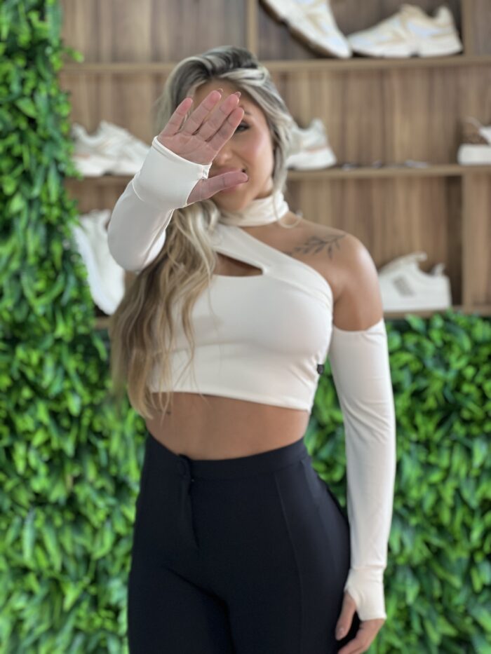 cropped manga longa bad mi off white cropped manga longa bad mi off white