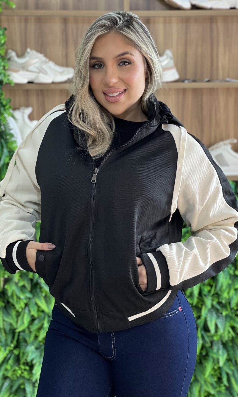 jaqueta amanda preto/off white