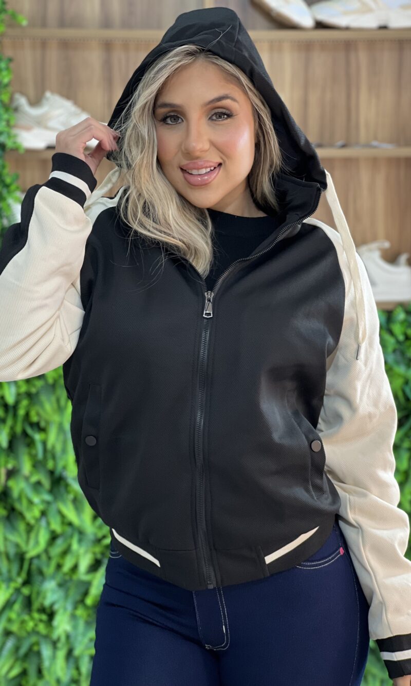 jaqueta amanda preto/off white