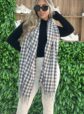 lenço flanelado xadrezinho cinza/branco