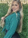 cropped camisa manga longa joana xadrez verde