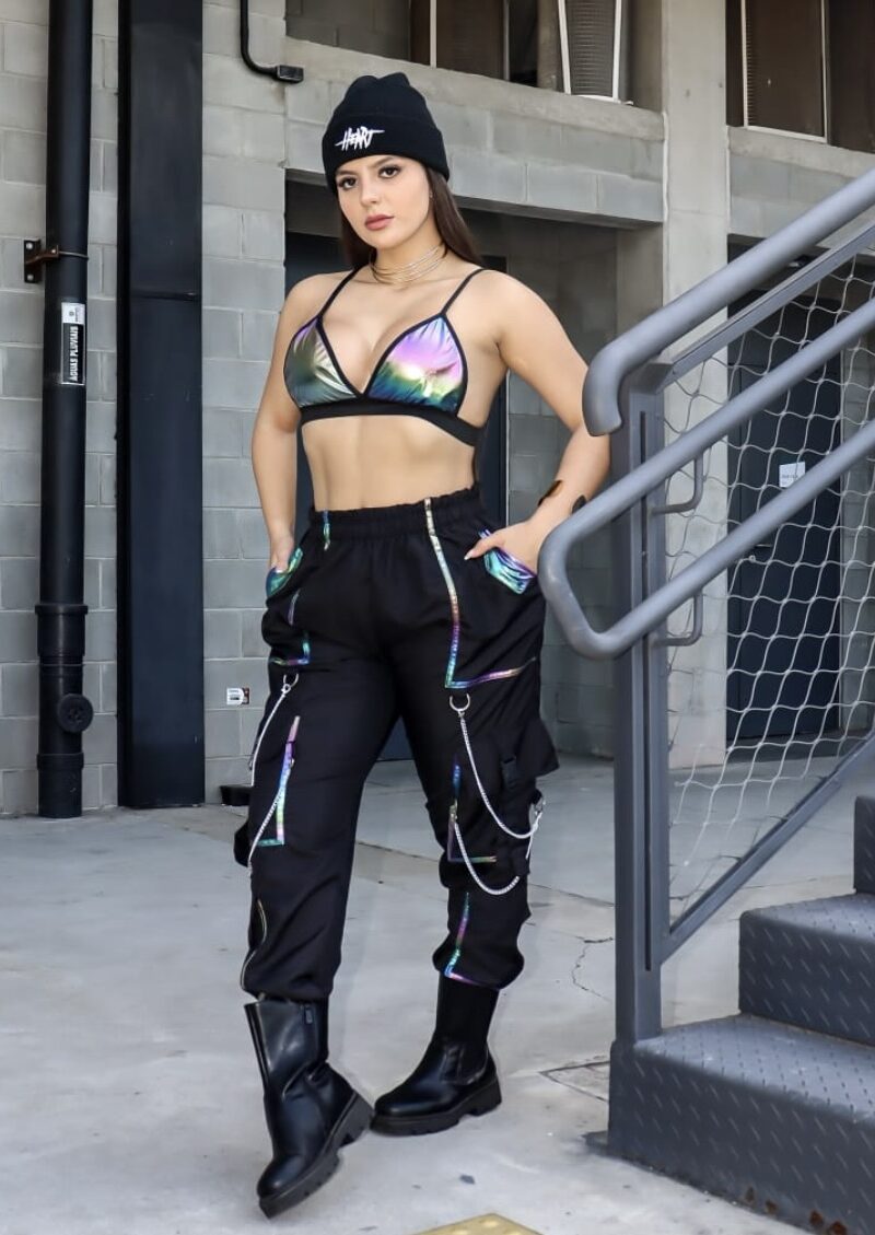 calça parachute pink preto