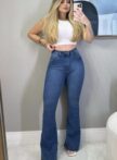 calça jeans flare modeladora frida