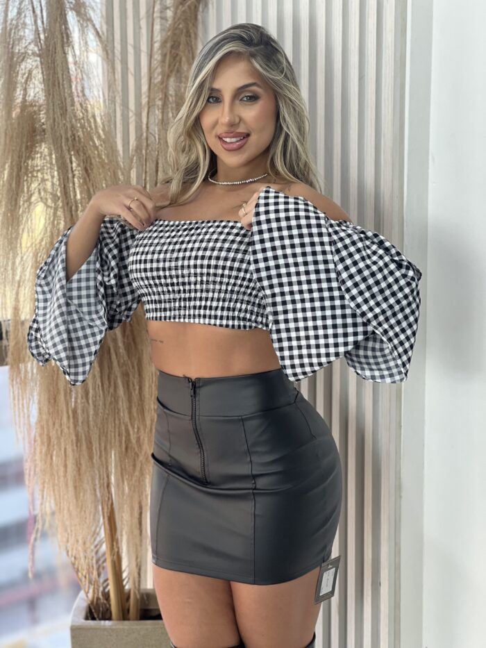 blusa ciganinha xadrez preto blusa ciganinha xadrez preto