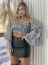blusa ciganinha xadrez preto