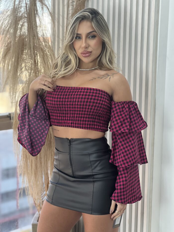 blusa ciganinha xadrez rosa blusa ciganinha xadrez rosa