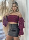 blusa ciganinha xadrez rosa