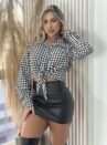 cropped camisa manga longa joana xadrez preto