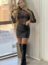 body tule mescla preto/cinza