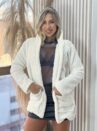 casaco teddy com zíper off white