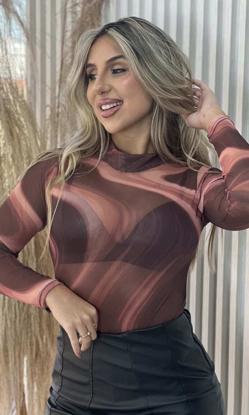 body tule mescla marrom/bege