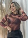 body tule mescla marrom/bege