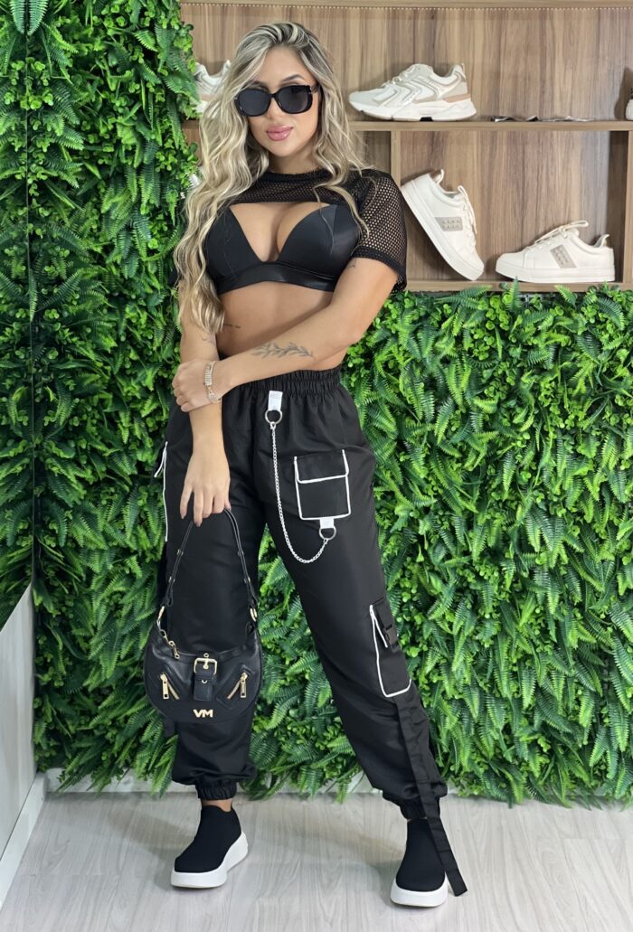 calça parachute luli preto calça parachute luli preto