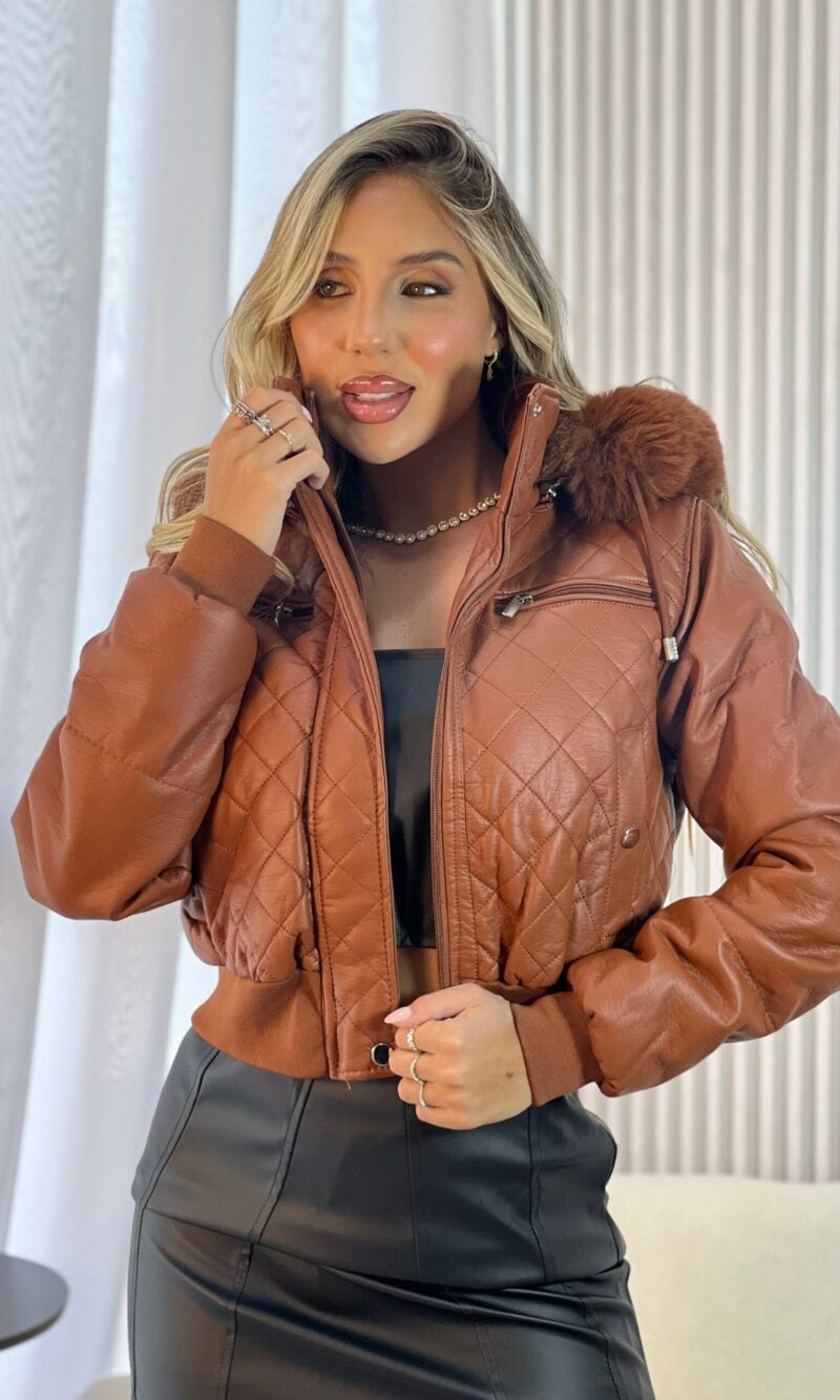 jaqueta courino patricia caramelo