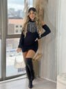 vestido manga longa laisa preto