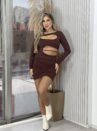 vestido elaine poliamida marrom