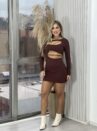 vestido elaine poliamida marrom