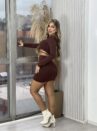 vestido elaine poliamida marrom