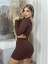vestido elaine poliamida marrom
