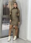 vestido midi manga longa sabrina cinza