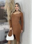 vestido midi manga longa modal michele caramelo