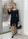 vestido manga longa modal michele preto